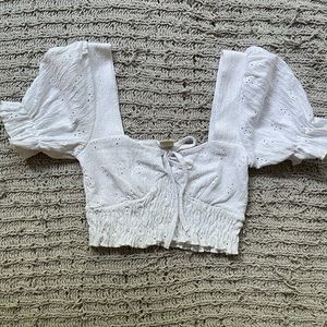 Urban Outfitters Cropped Puff Sleeve Top with Tie Front